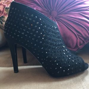 Michael Kors black suede rhinestone bootie 7.5